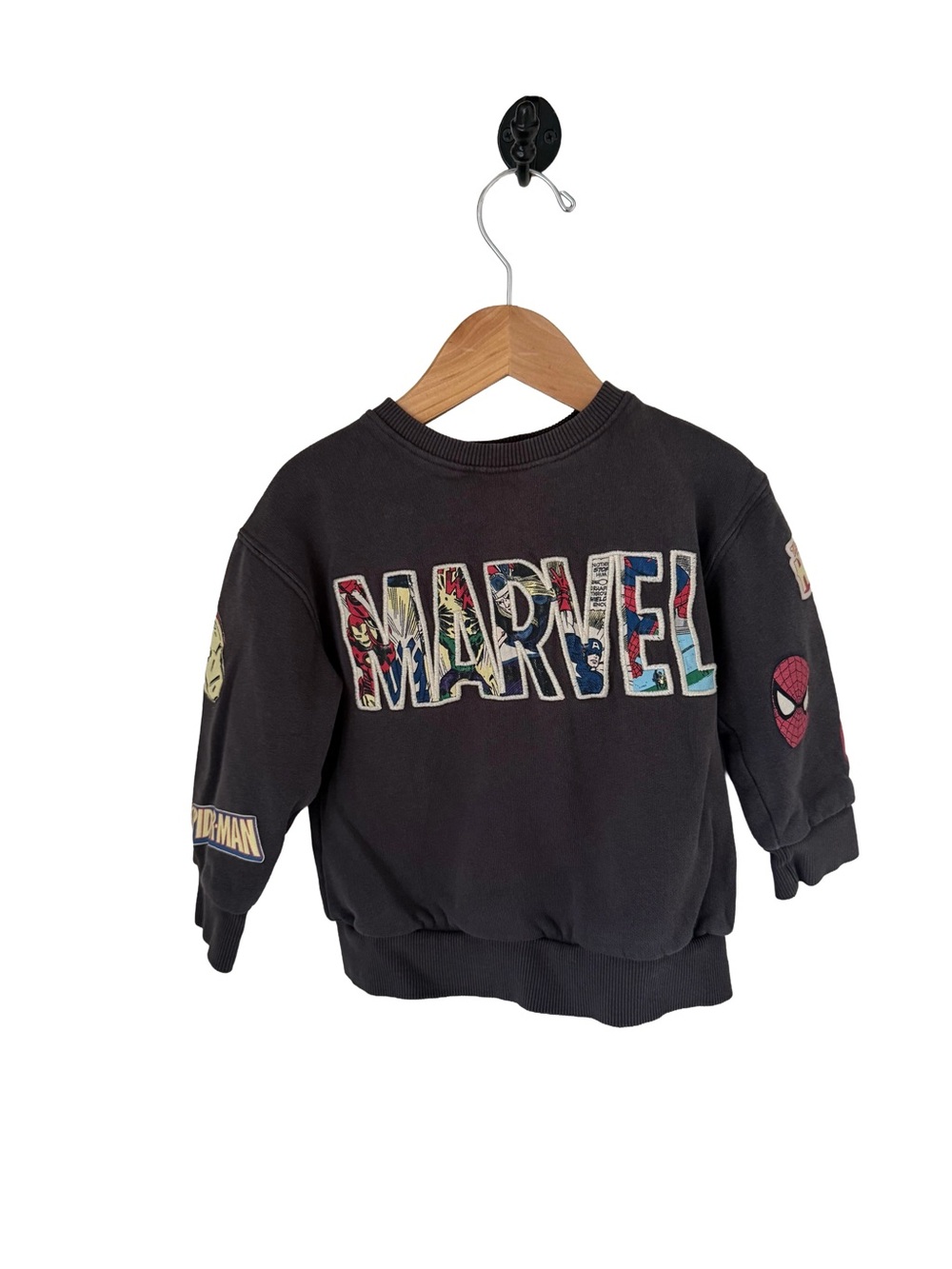 Zara Black Marvel Graphic Sweatshirt with Multicolor Lettering